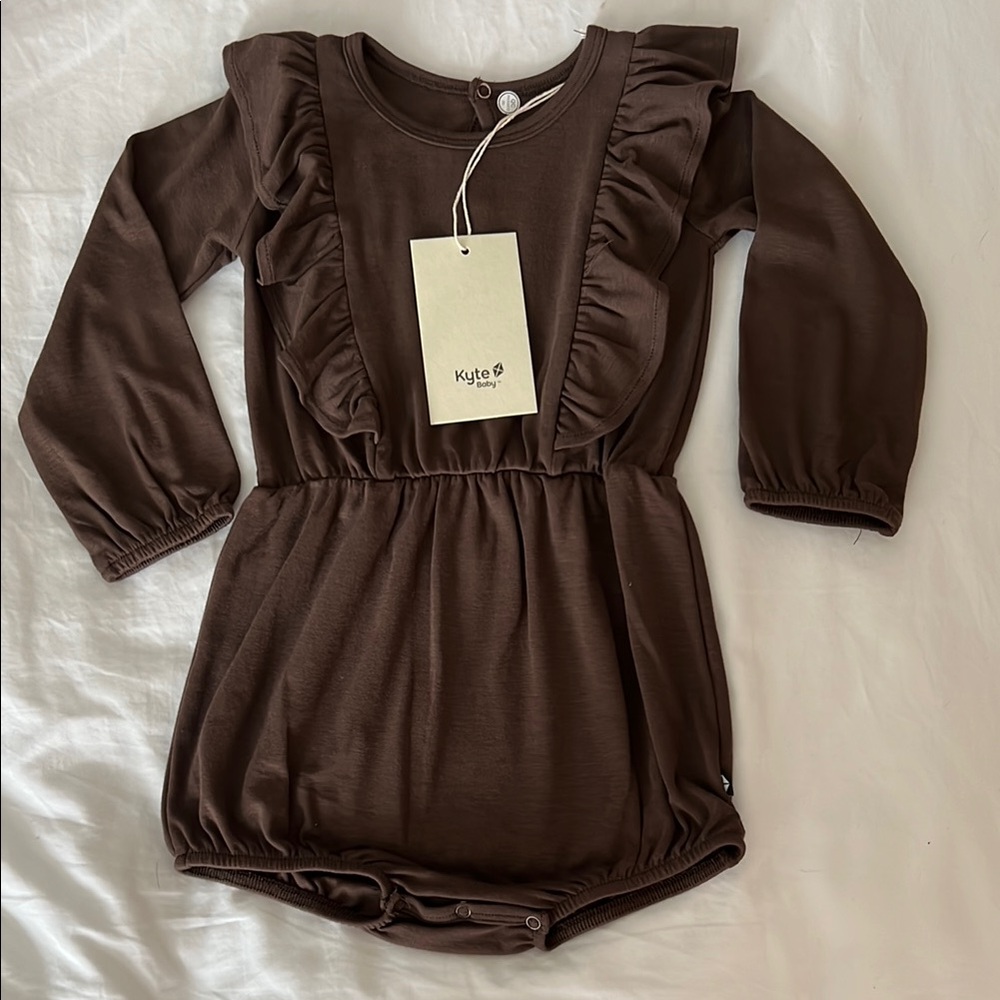 Kyte Baby Chocolate Ruffle Romper